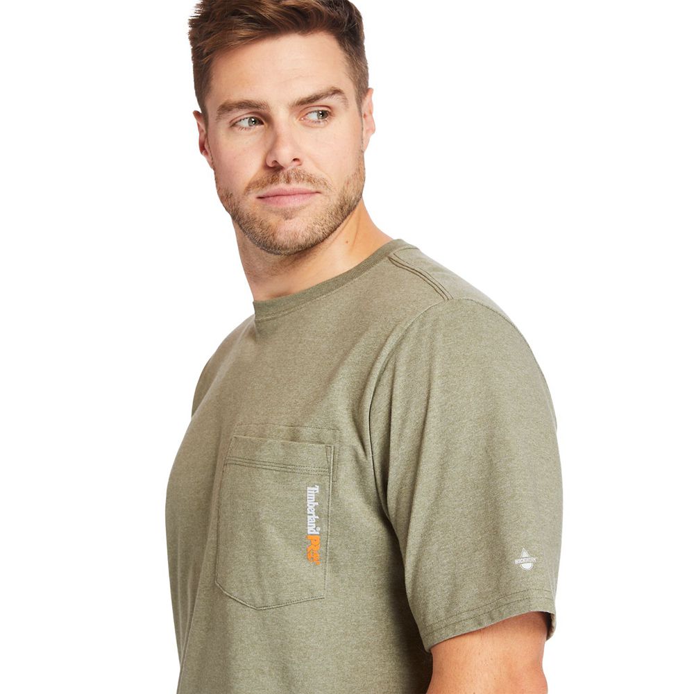 Timberland Μπλουζάκια Ανδρικα Ελιά - Pro® Big & Tall Base Plate Short-Sleeve - Greece 8736205-CS